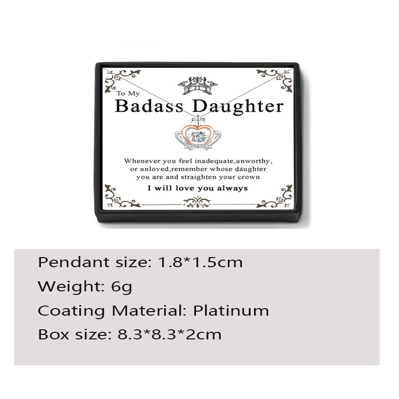 Trendy Diamond Crown Design Gift Box Necklace for My Badass Daughter