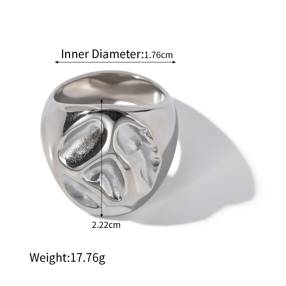 18K gold trendy exaggerated irregular shape/love shape design light luxury style ring