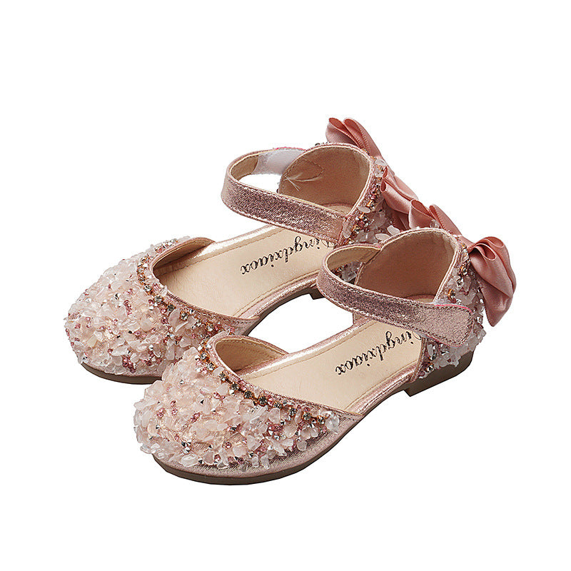 Girl's sandals with rhinestone soft bottom