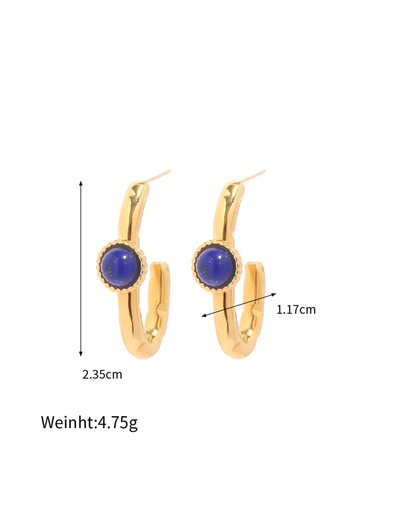 Noble fashion inlaid lapis lazuli design versatile earrings
