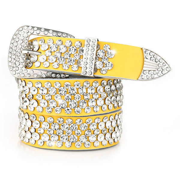 Fashion Rhinestone Inlaid Leather Women's Belt