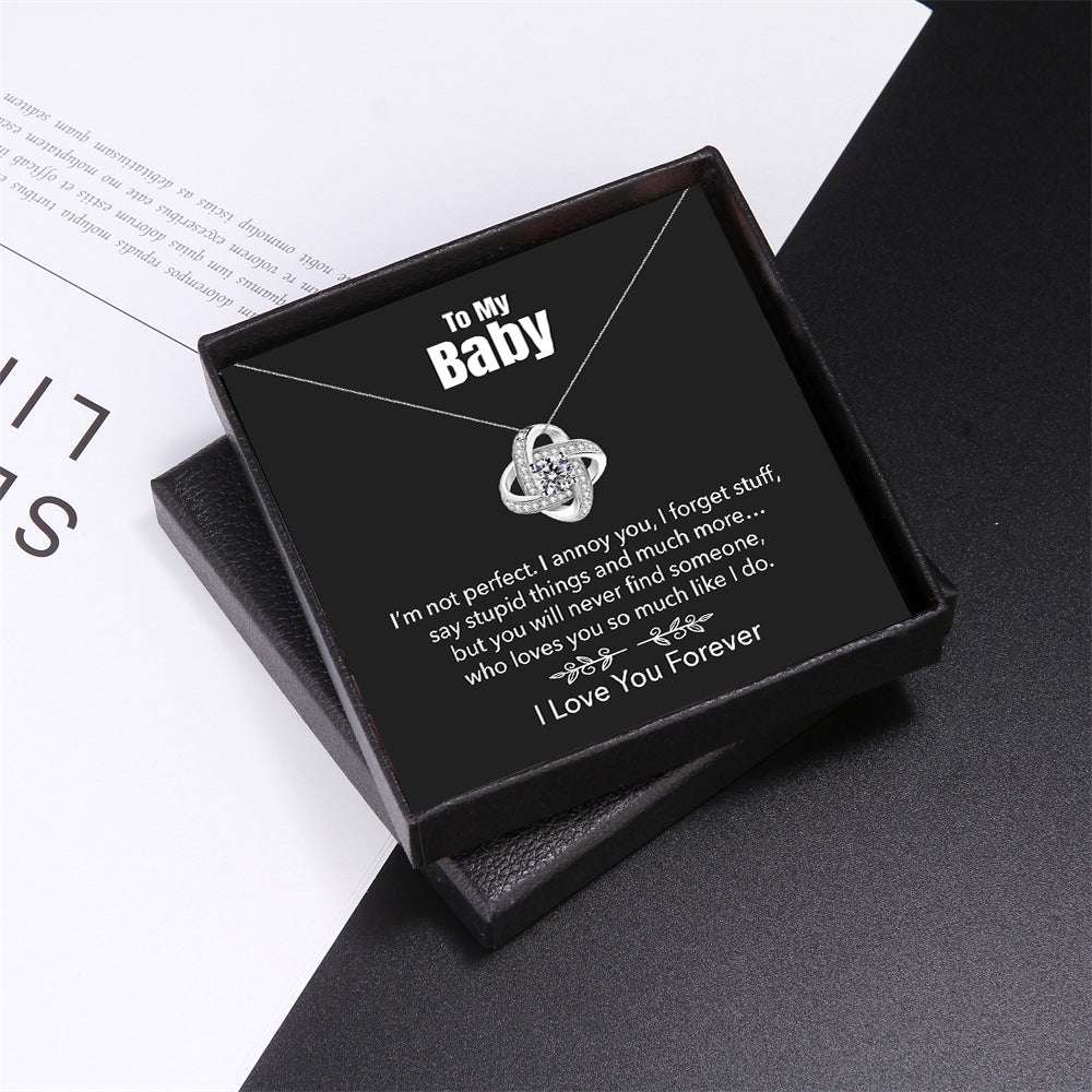 Eternal Star Diamond and Zircon Gift Box Pendant Necklace for My Baby