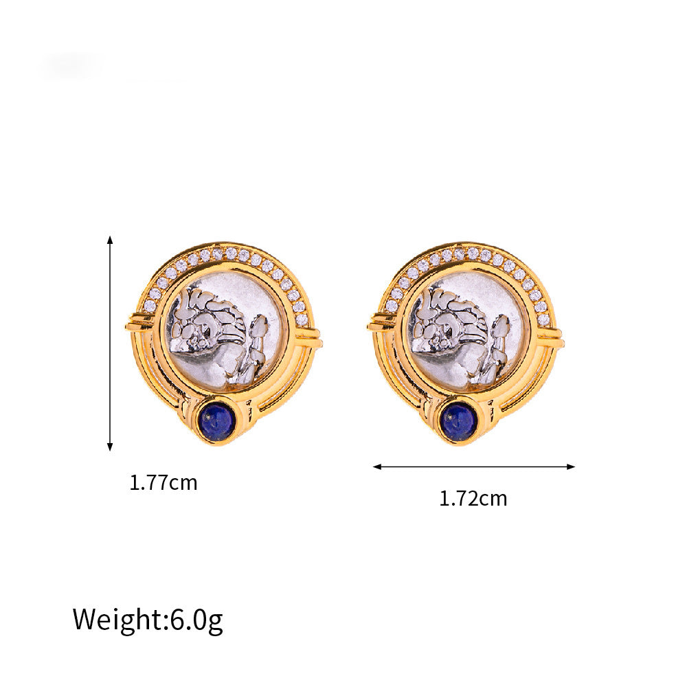 Noble fashion inlaid lapis lazuli design versatile earrings