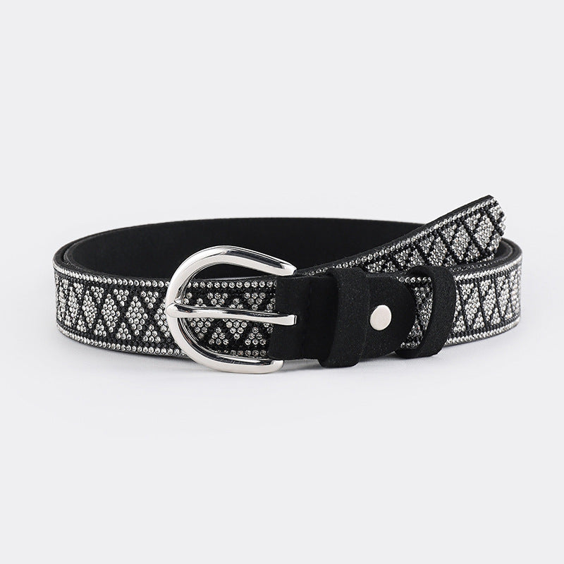 Fashion Women's PU Leather Rhinestone Belt