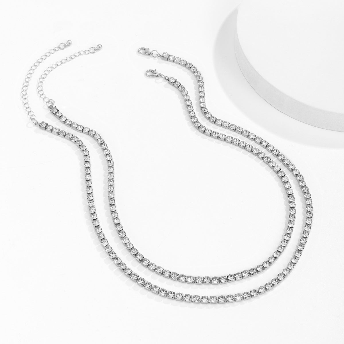 Trendy Retro Punk Style Multi-layered Diamond Design Necklace