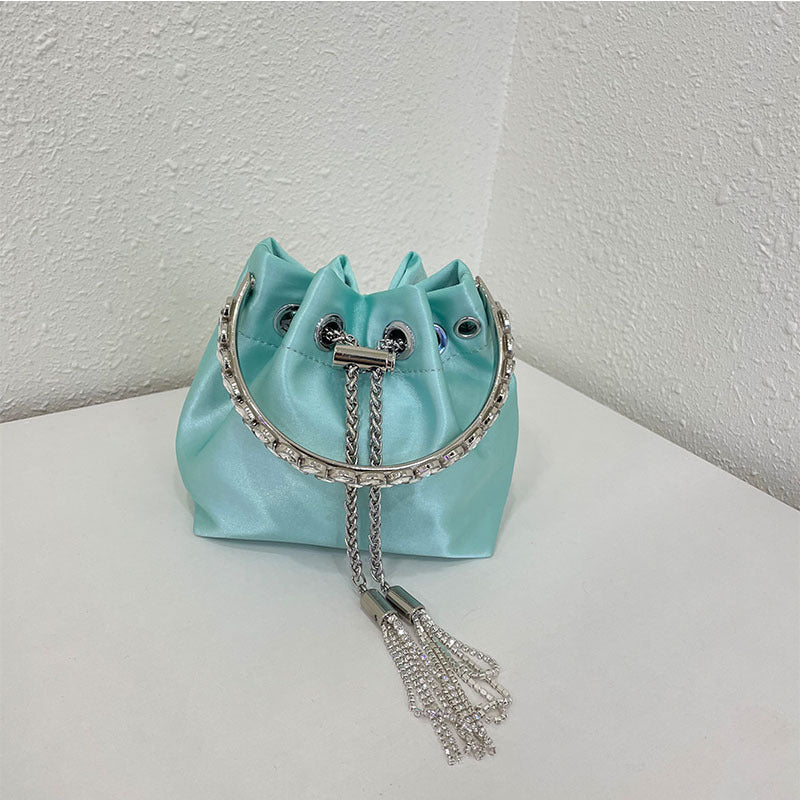 Fairy Silk Rhinestone Bucket Tote Crossbody Bag