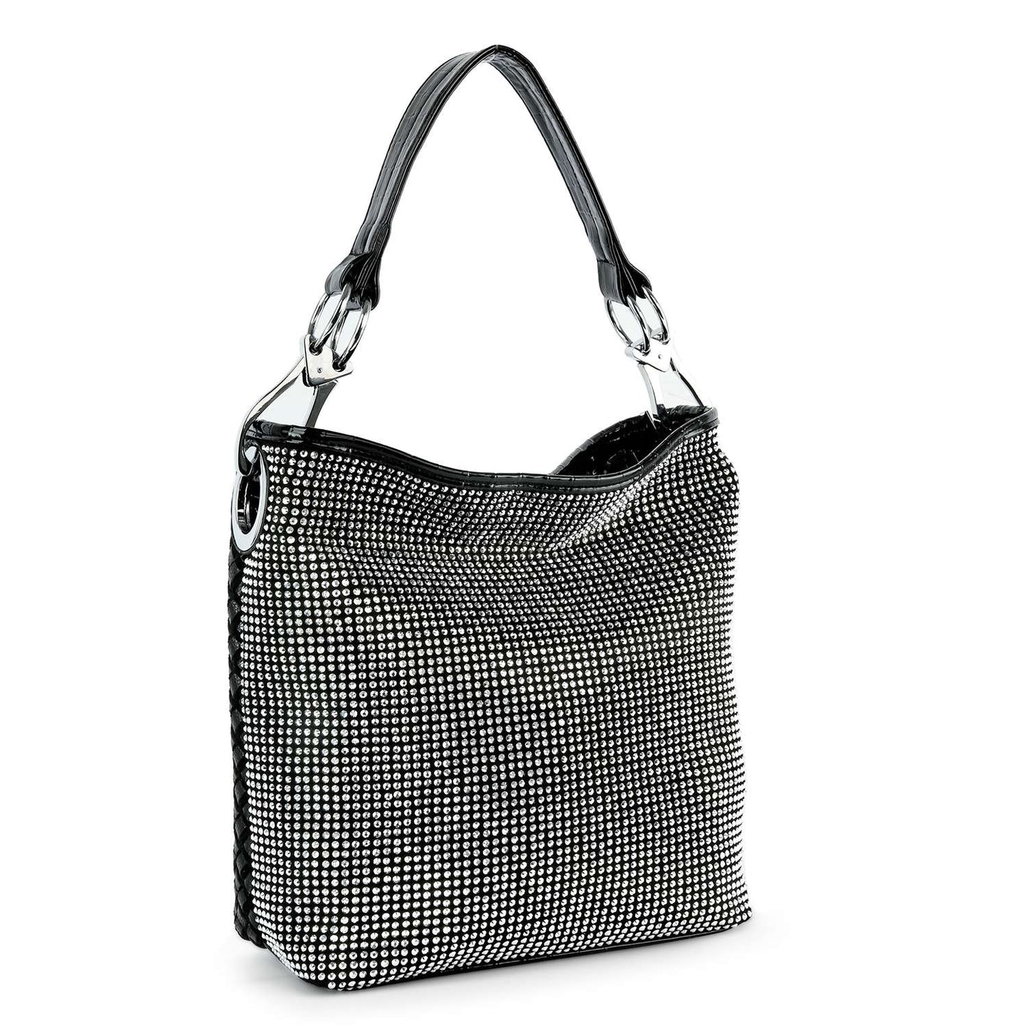 Rhinestone Covered Tall Hobo Handbag