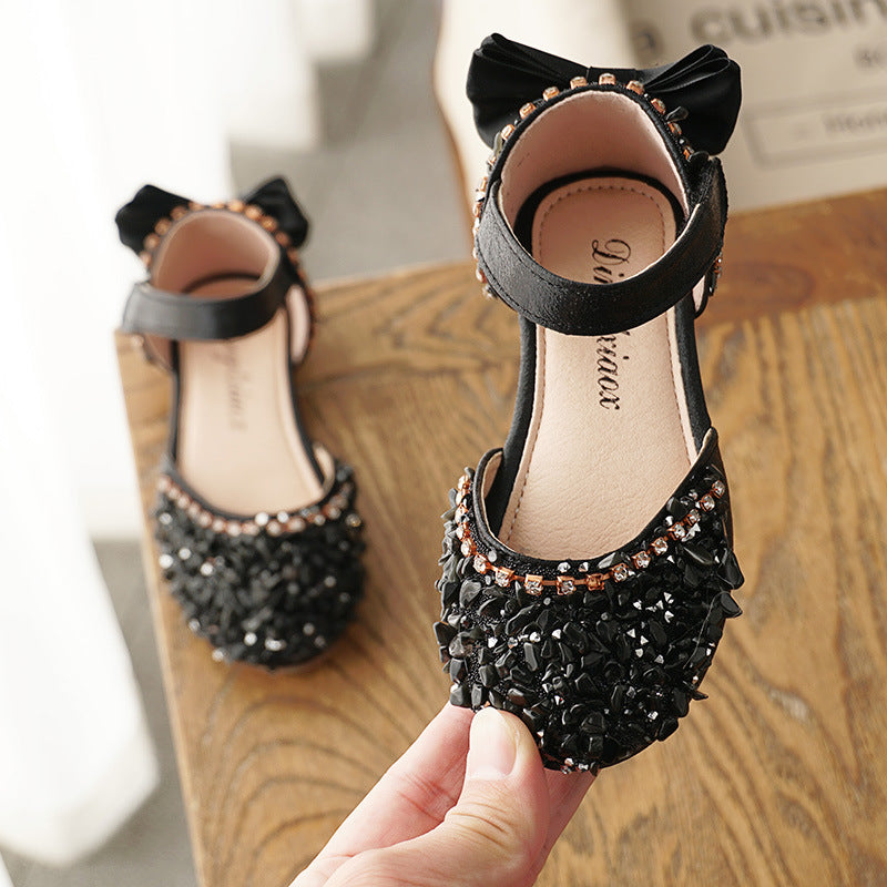 Girl's sandals with rhinestone soft bottom