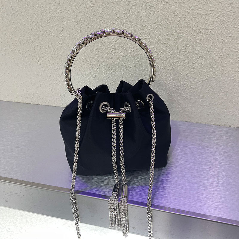 Fairy Silk Rhinestone Bucket Tote Crossbody Bag