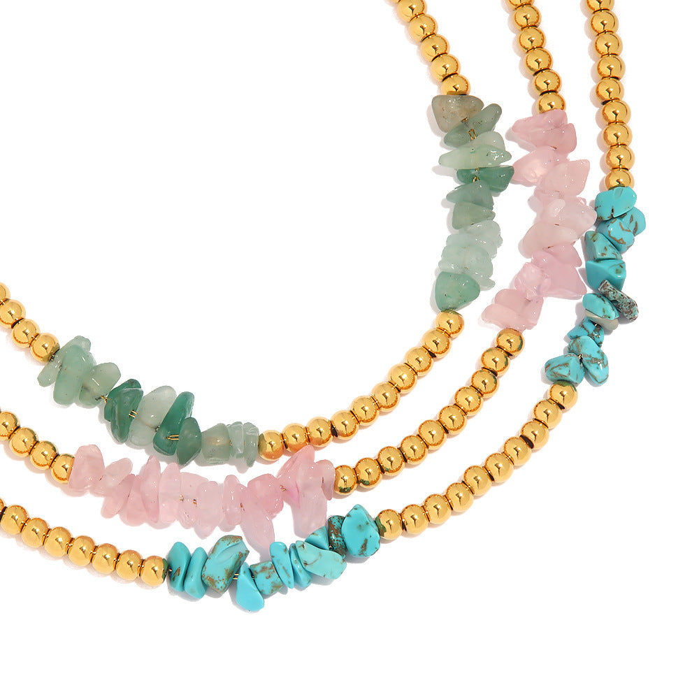 18K Gold Fashion Simple Gravel Matching Bead Design Versatile Bracelet