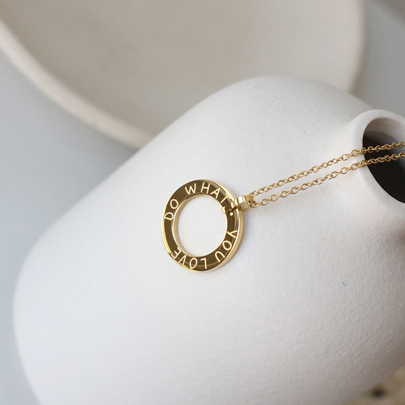 Classic Vintage Hollow Ring Customizable Name Design Light Luxury Style Necklace