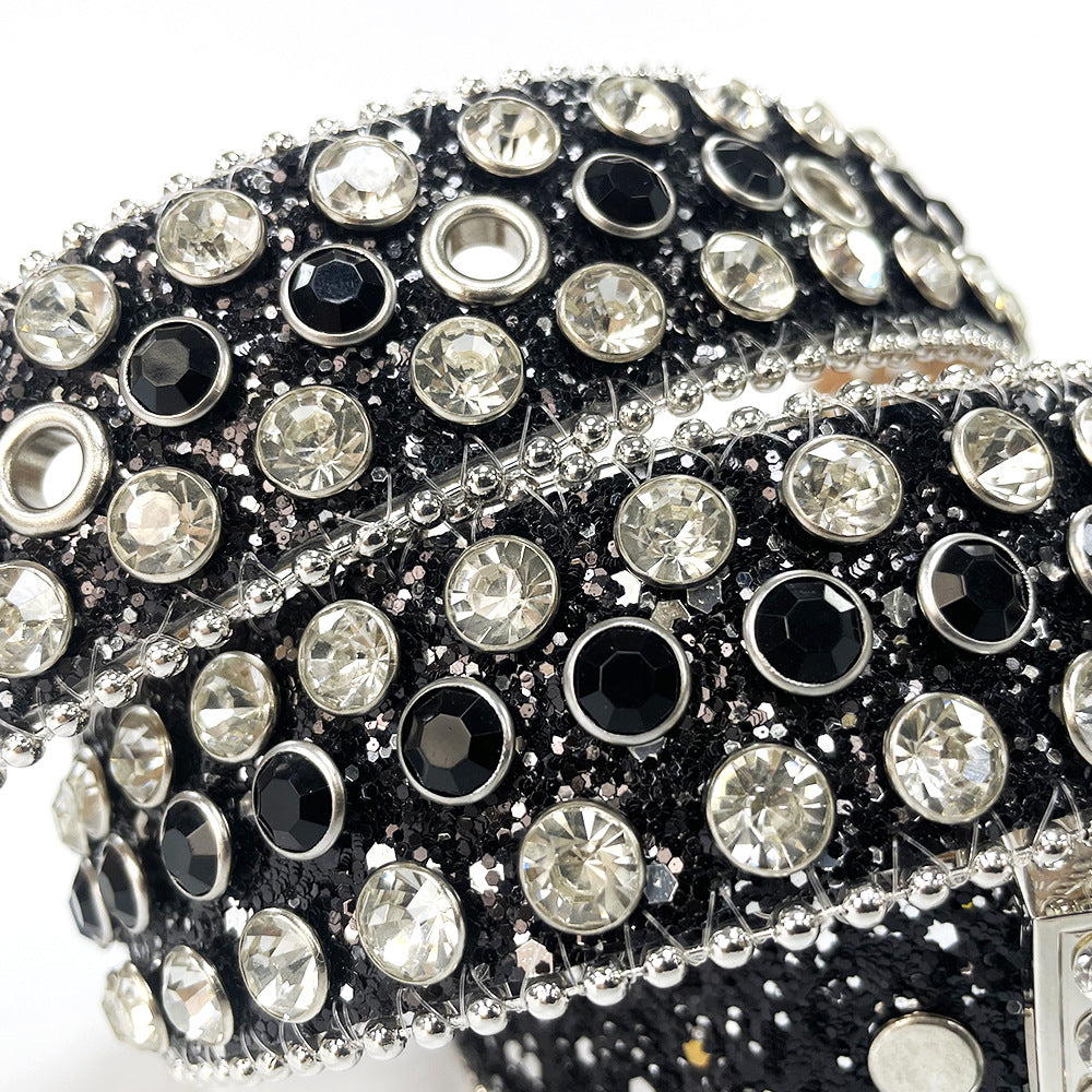 Fashion Trend Rivet Rhinestone Inlaid Belt