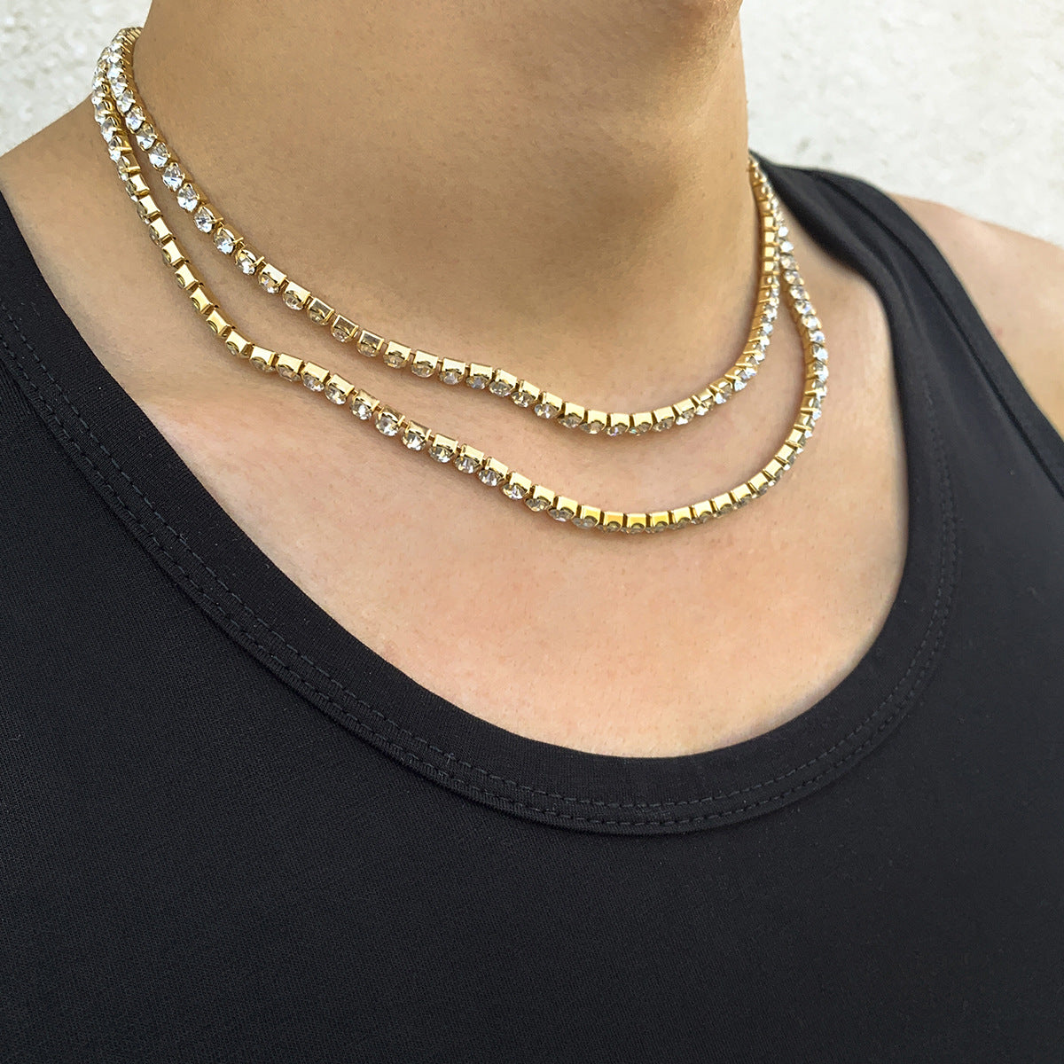Trendy Retro Punk Style Multi-layered Diamond Design Necklace