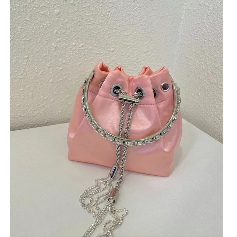 Fairy Silk Rhinestone Bucket Tote Crossbody Bag