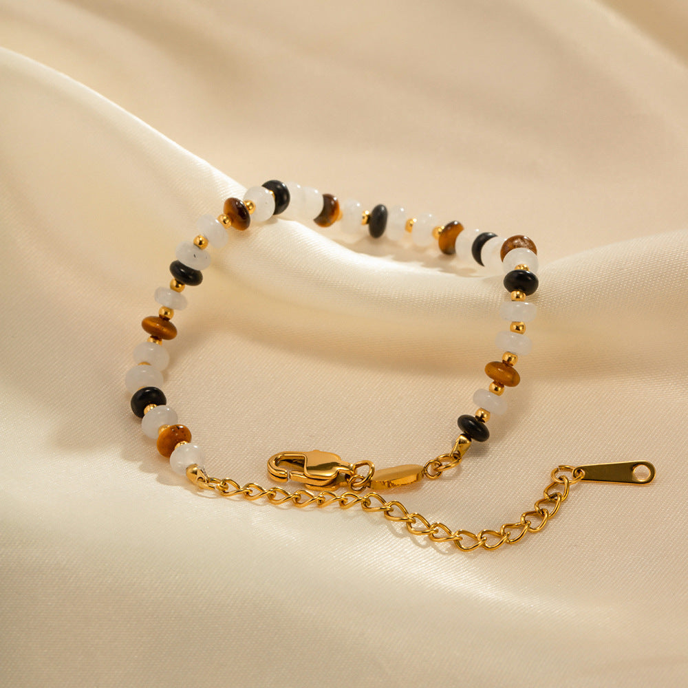 18K Gold Fashion Simple Matching Natural Stone Design Women's Bracelet Jewelry