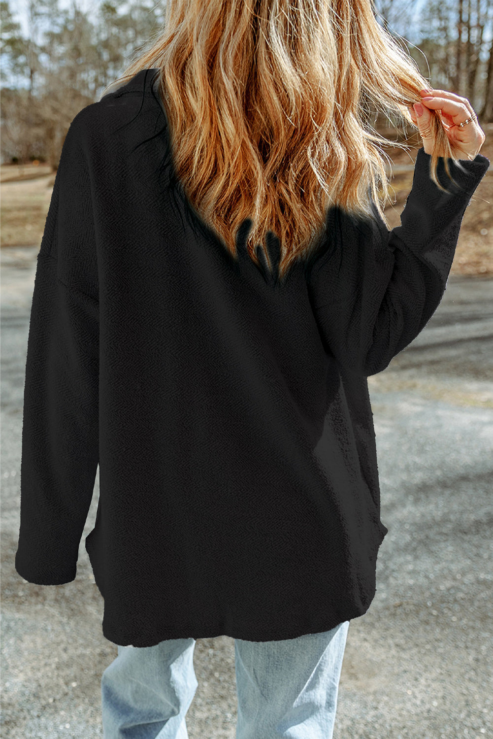 Gray Fleece Sequin Baseball Graphic Flap Pocket Shacket