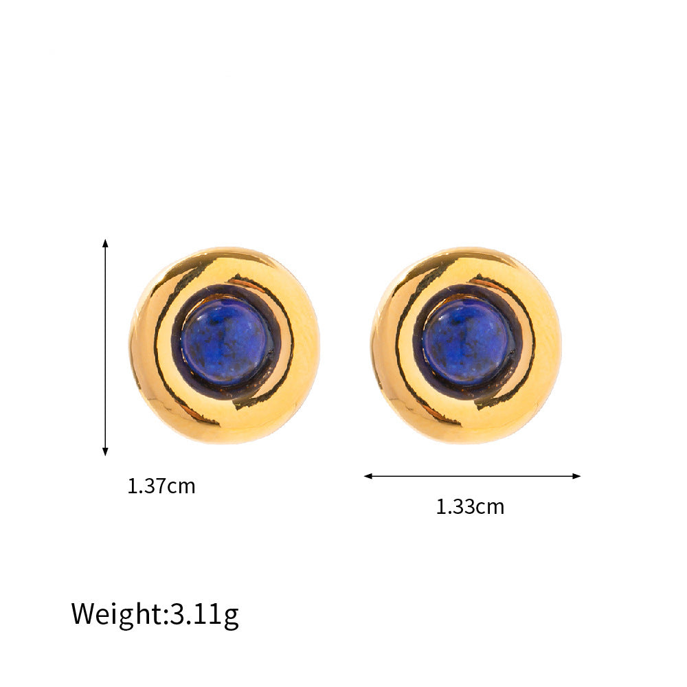 Noble fashion inlaid lapis lazuli design versatile earrings