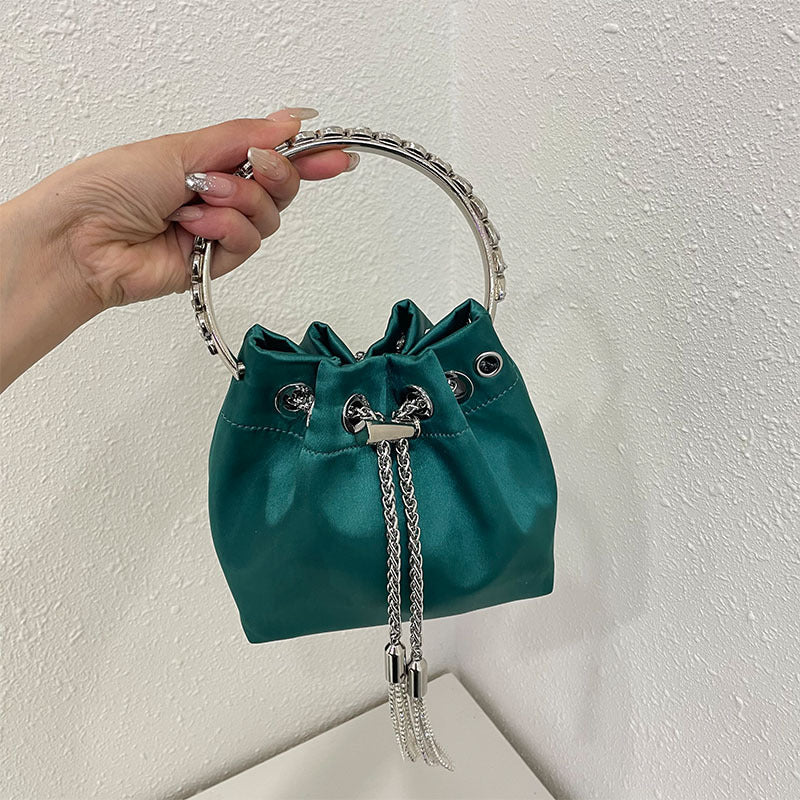 Fairy Silk Rhinestone Bucket Tote Crossbody Bag