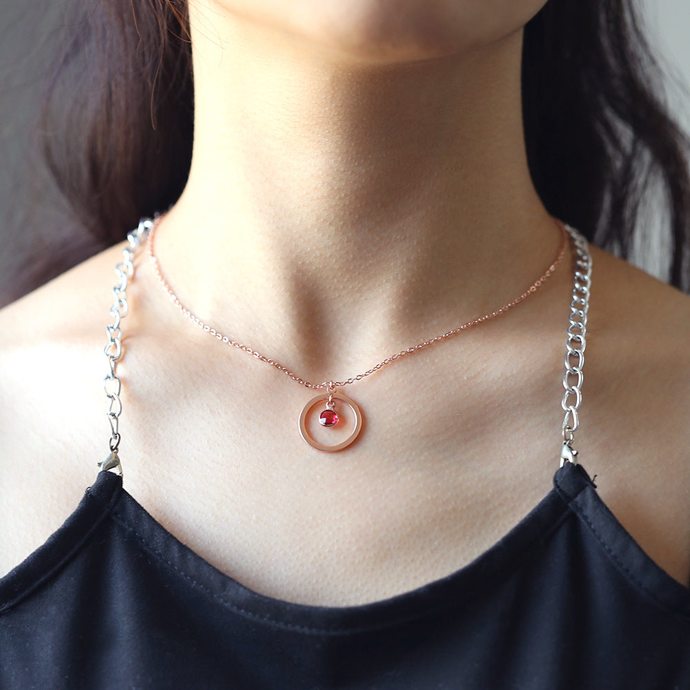 Trendy Fashion Hollow Ring With Gemstones Customizable Name Design Versatile Necklace