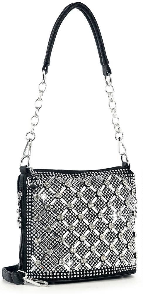 Spectacular Rhinestone Patterned Hobo Handbag