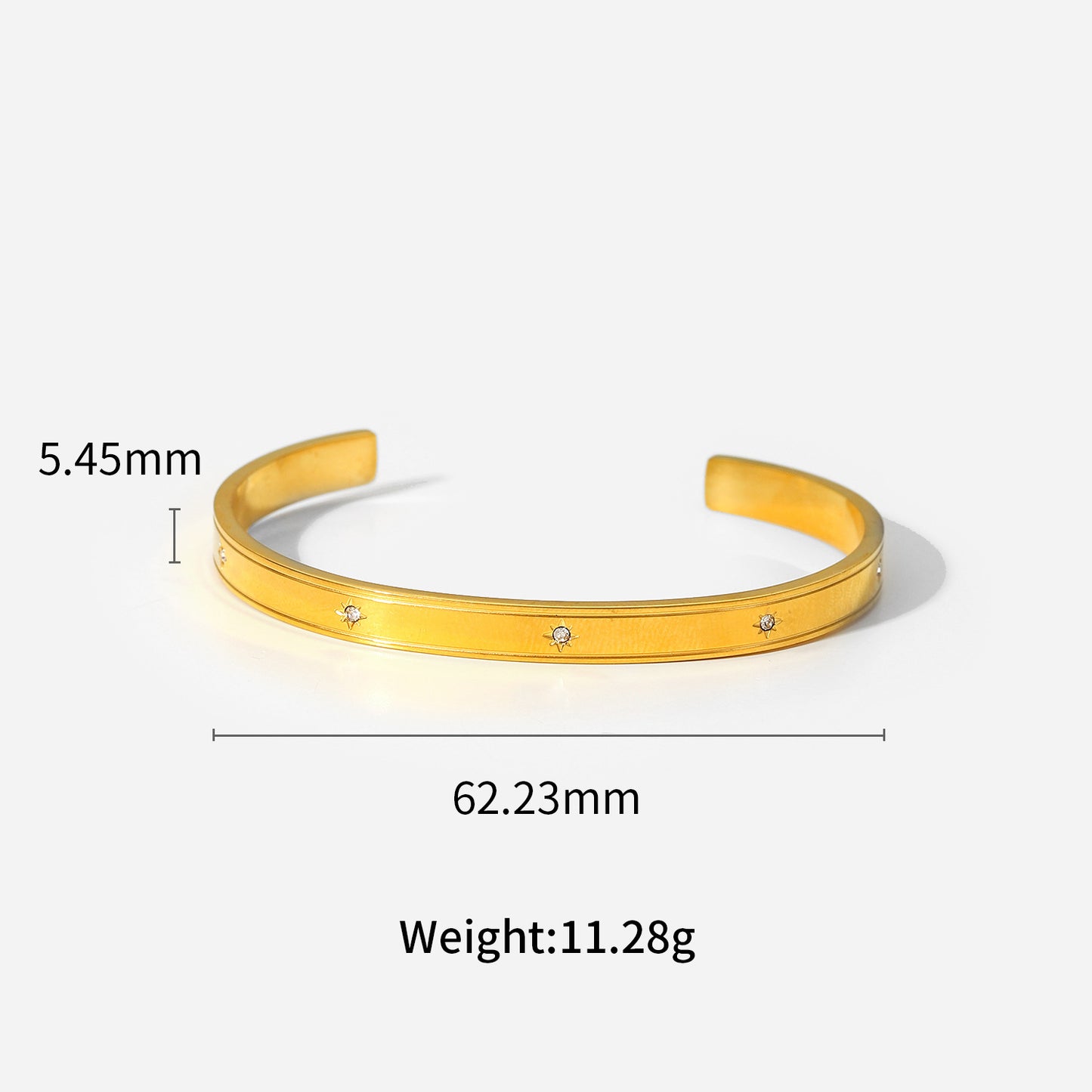 18K Gold Fashion Vintage Inlaid Zircon Design Versatile Bracelet
