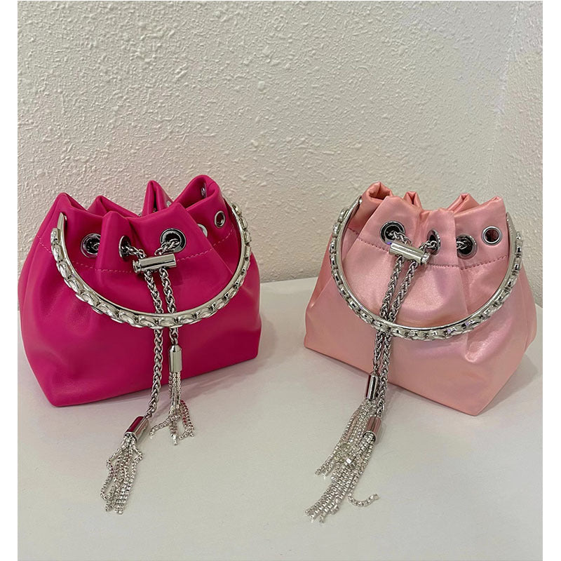Fairy Silk Rhinestone Bucket Tote Crossbody Bag