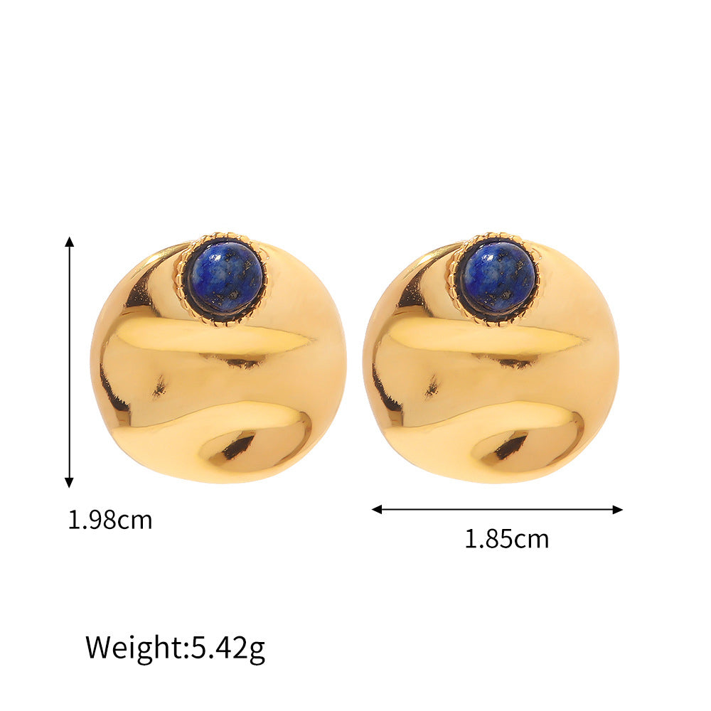 Noble fashion inlaid lapis lazuli design versatile earrings