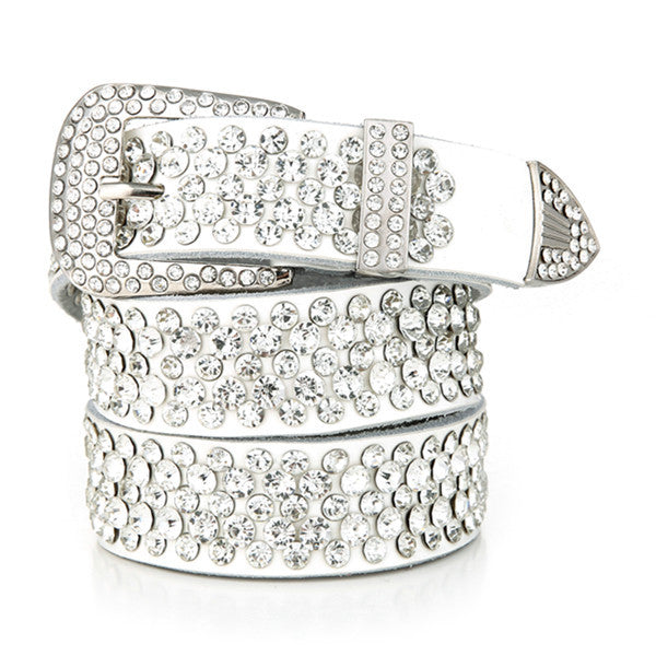 Fashion Rhinestone Inlaid Leather Women's Belt