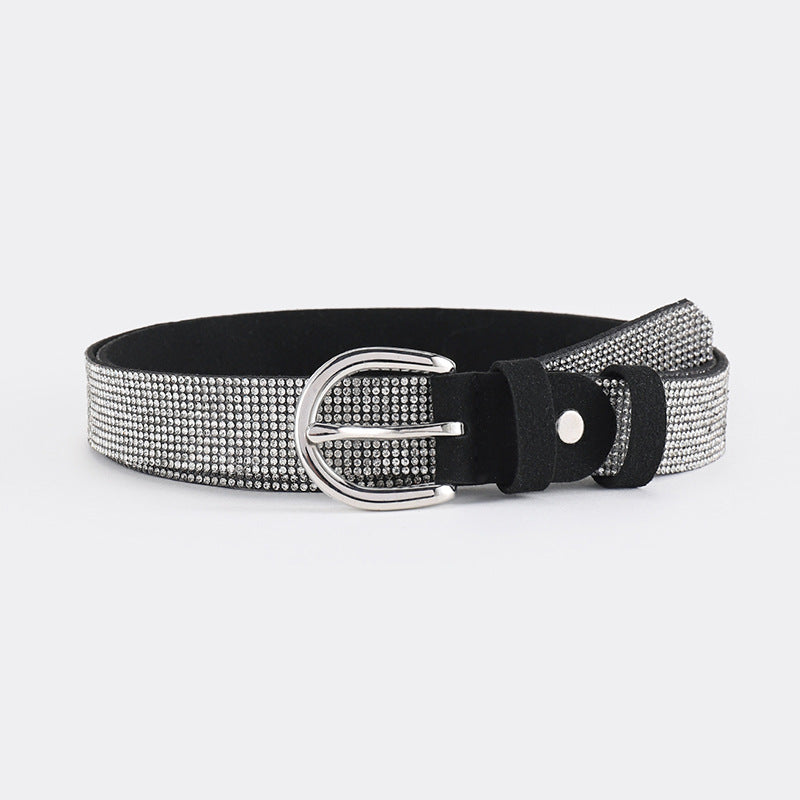 Fashion Women's PU Leather Rhinestone Belt