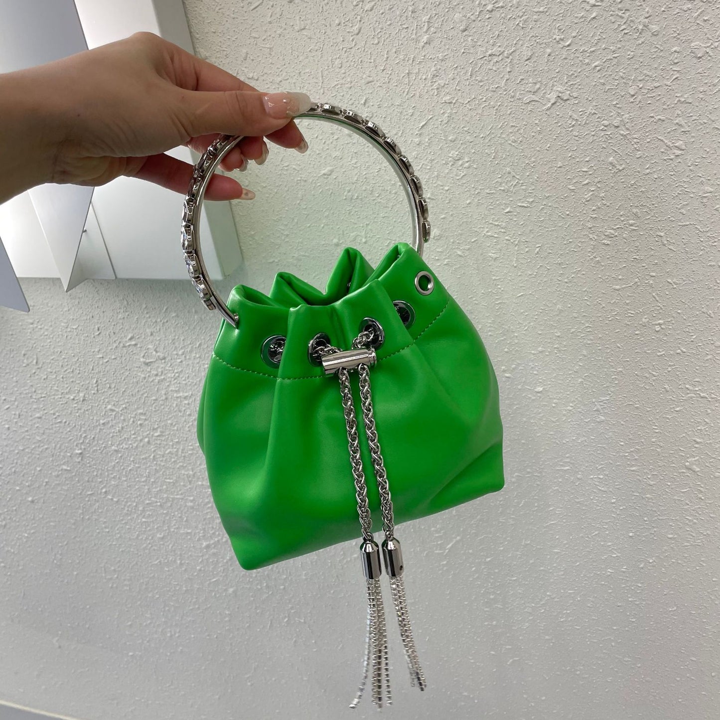 Fairy Silk Rhinestone Bucket Tote Crossbody Bag