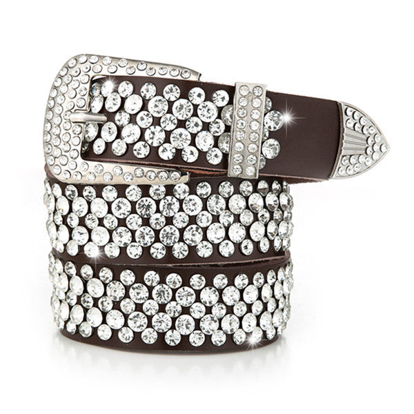 Fashion Rhinestone Inlaid Leather Women's Belt
