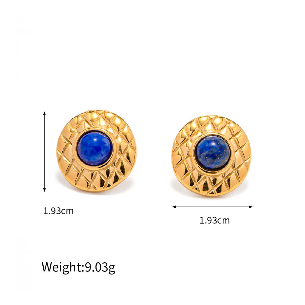 Noble fashion inlaid lapis lazuli design versatile earrings
