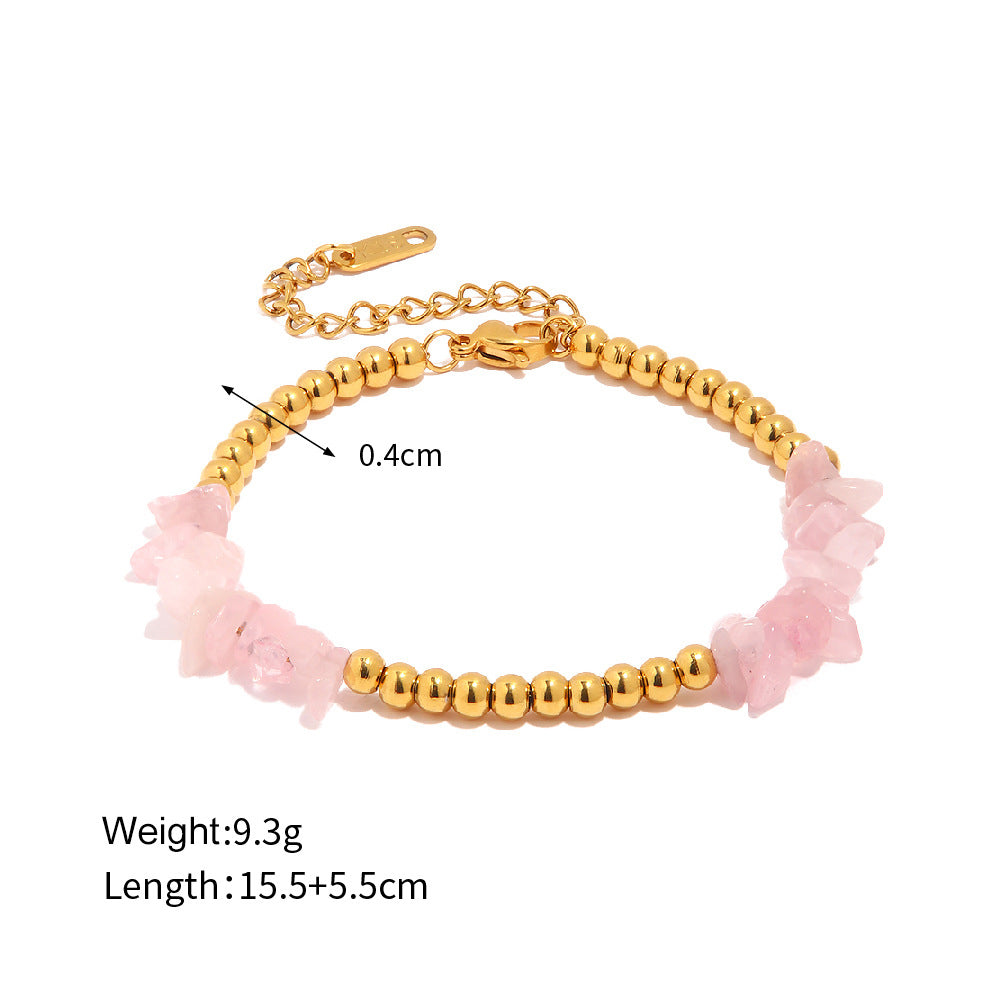 18K Gold Fashion Simple Gravel Matching Bead Design Versatile Bracelet
