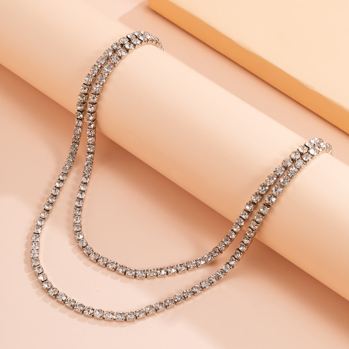 Trendy Retro Punk Style Multi-layered Diamond Design Necklace