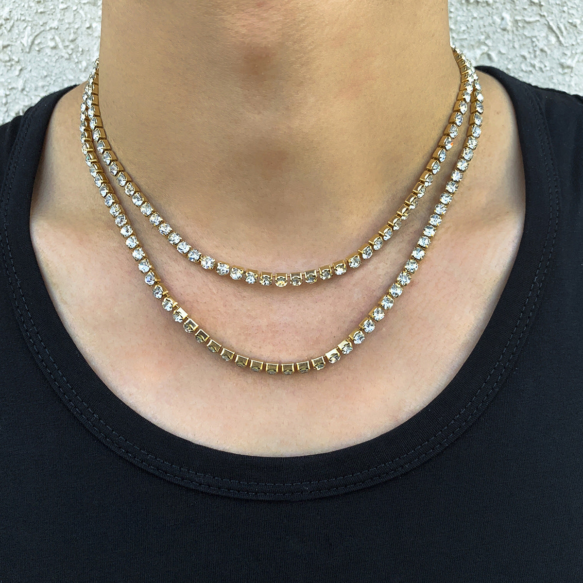 Trendy Retro Punk Style Multi-layered Diamond Design Necklace