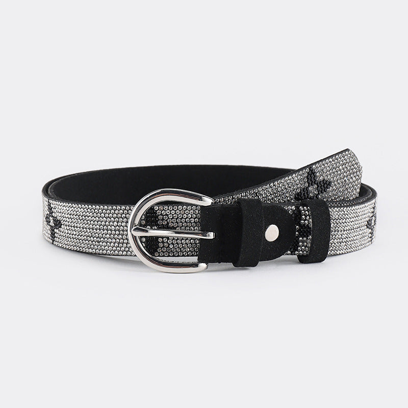 Fashion Women's PU Leather Rhinestone Belt