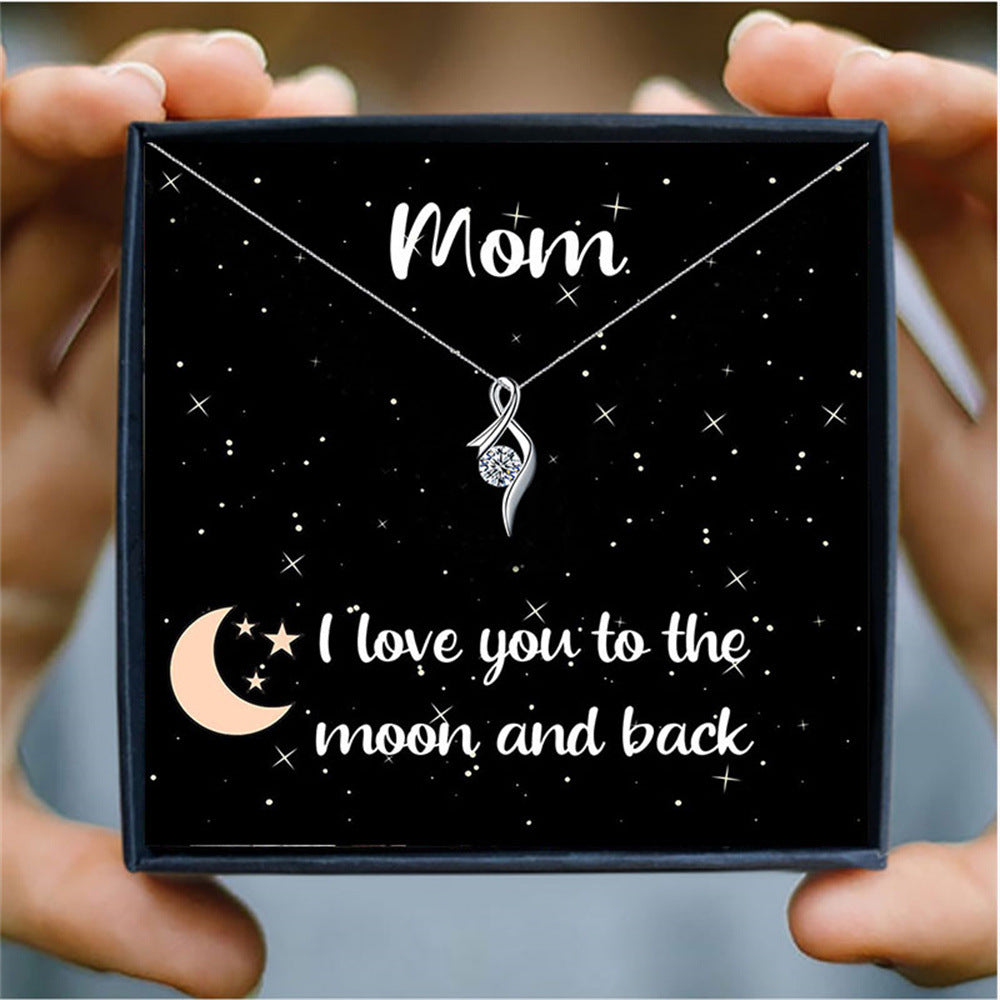 Delicate Cupid's Arrow Diamond Gift Box Necklace for Mom