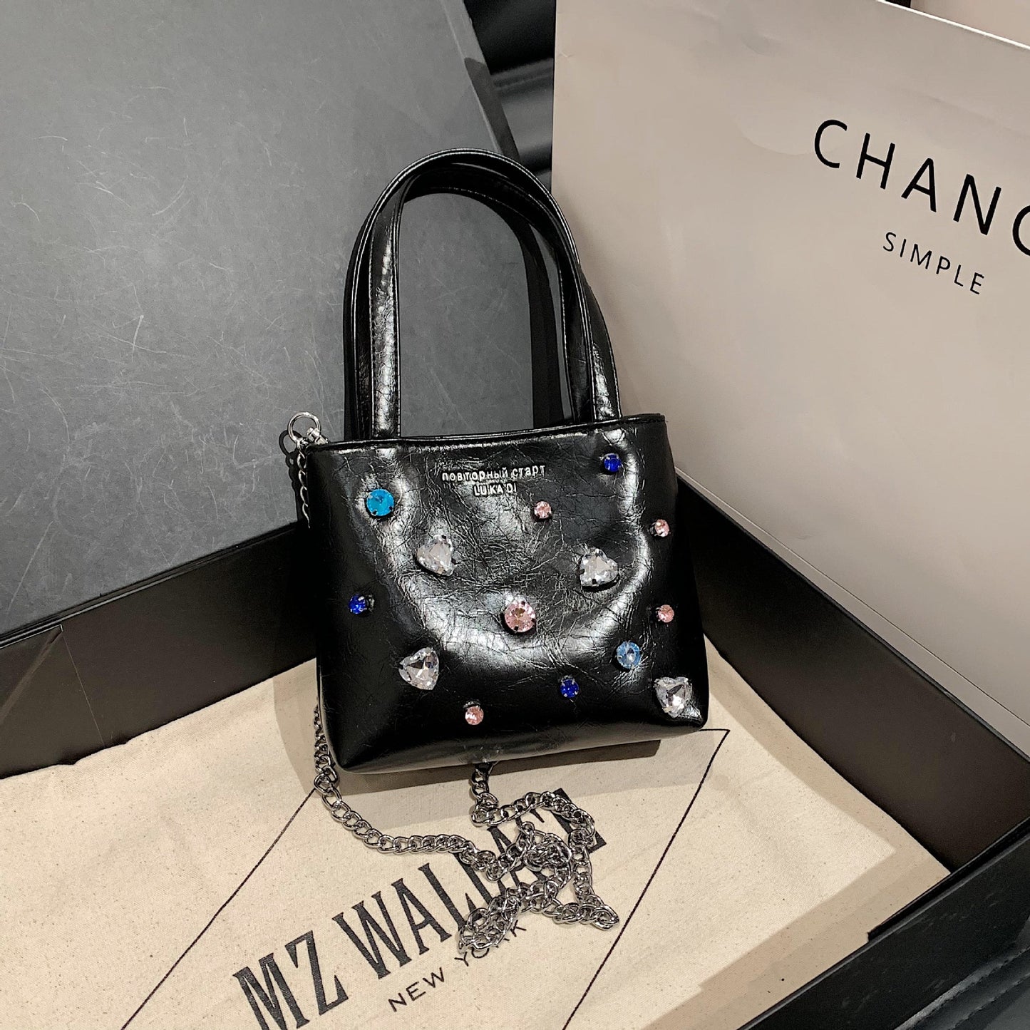 Niche Texture Portable Rhinestone Bag Women
