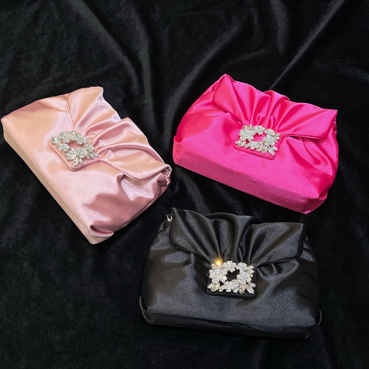 Vintage Crumpled Banquet Silk Diamond Small Square Bag