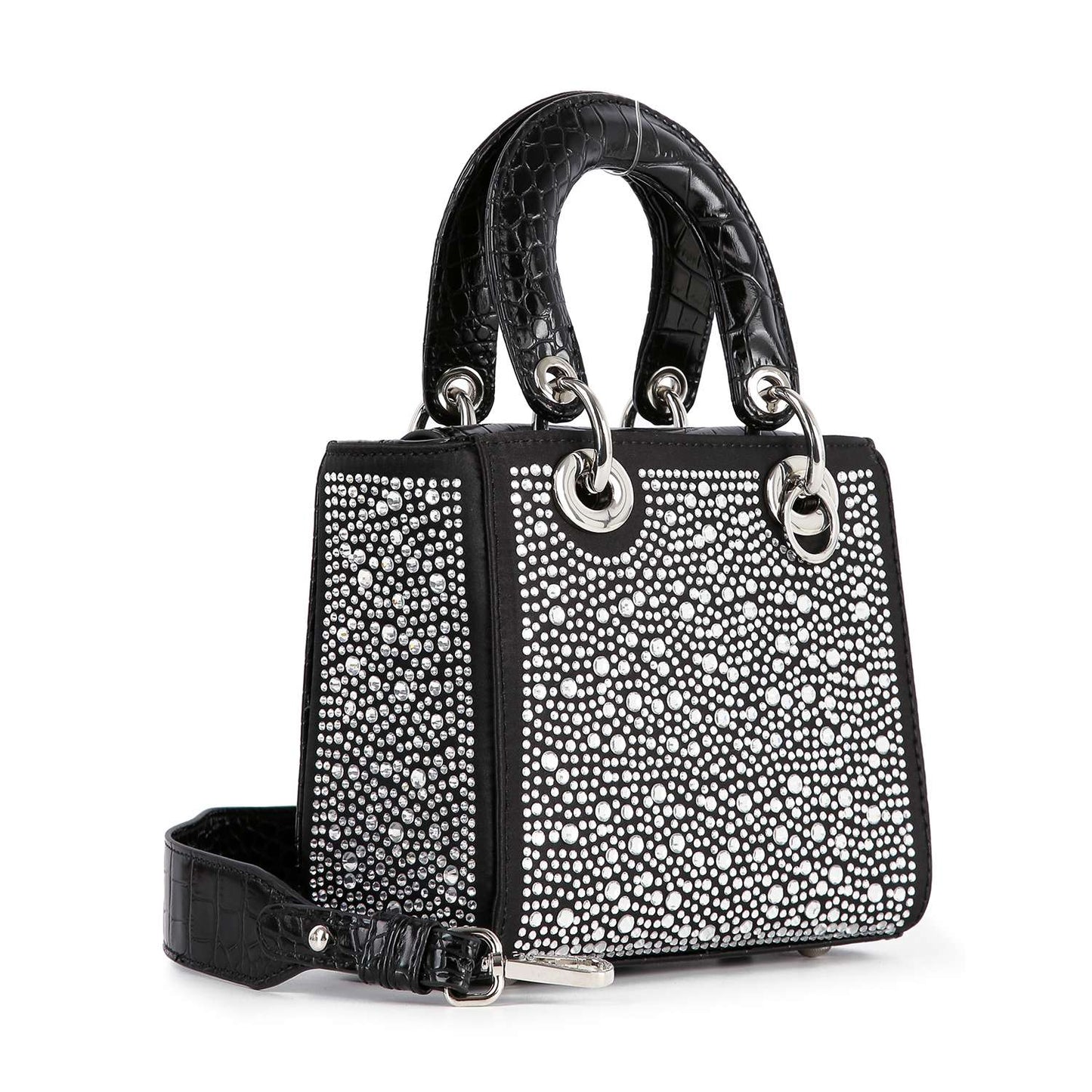 Rhinestone Accented Small Tote Handbag