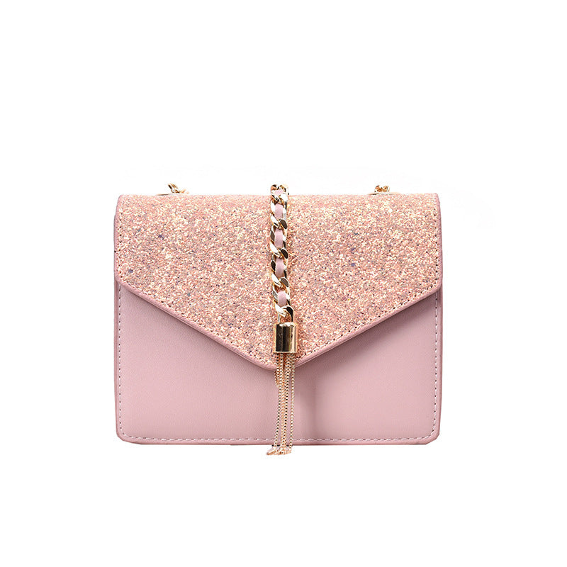 Sequined shoulder messenger bag wild chain small square bag