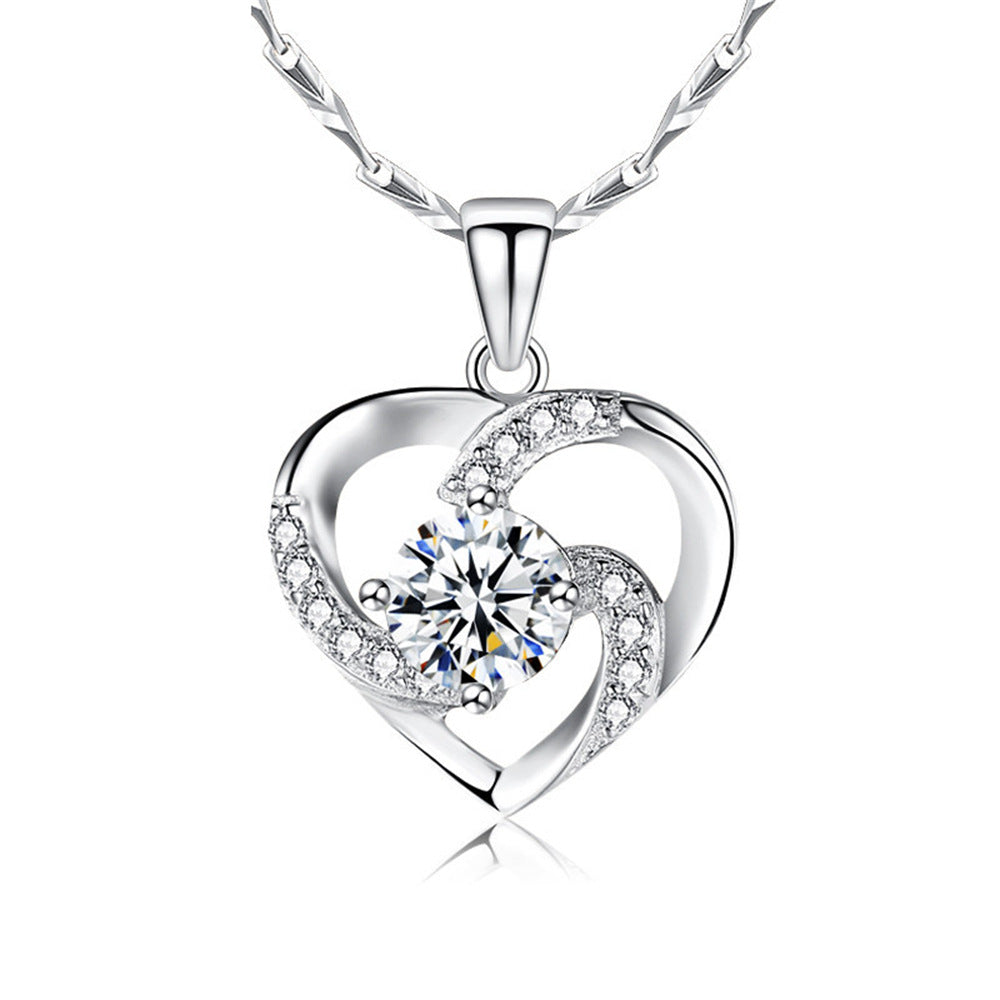 Eternal Heart Hollow Heart Shape Diamond Design Gift Box Pendant Necklace for Dear Daughter-in-law