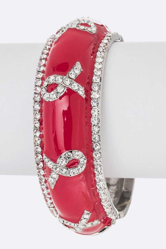 Crystal Ribbon Enamel Hinge Bangle