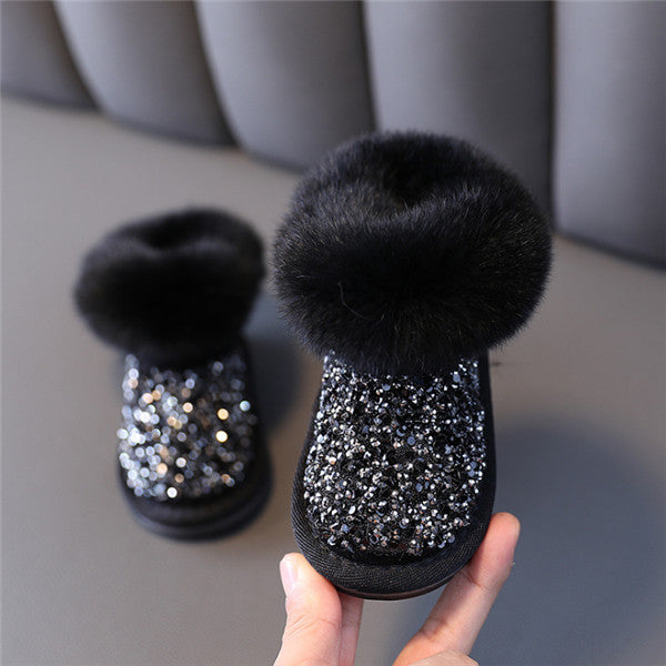 Rhinestone Snow Cotton Boots For Little Children