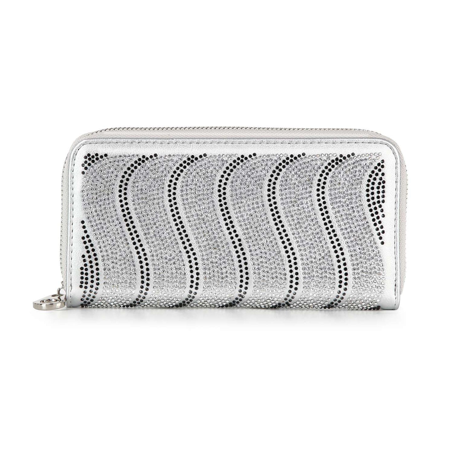 Rhinestone Wavy Bling Accordion Wallet