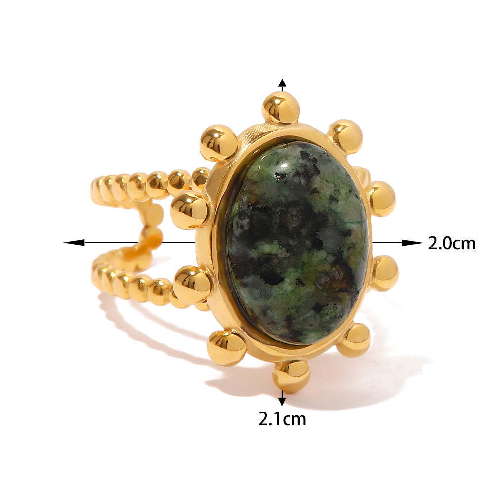 Beautiful Fashion Set Natural Turquoise Open Ring in 18K Gold