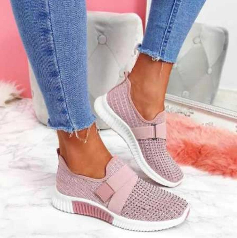 Women's rhinestone flat casual shoes