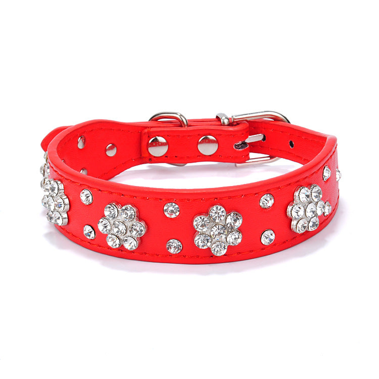 Pet Collar Rhinestone Plum Dog Collar