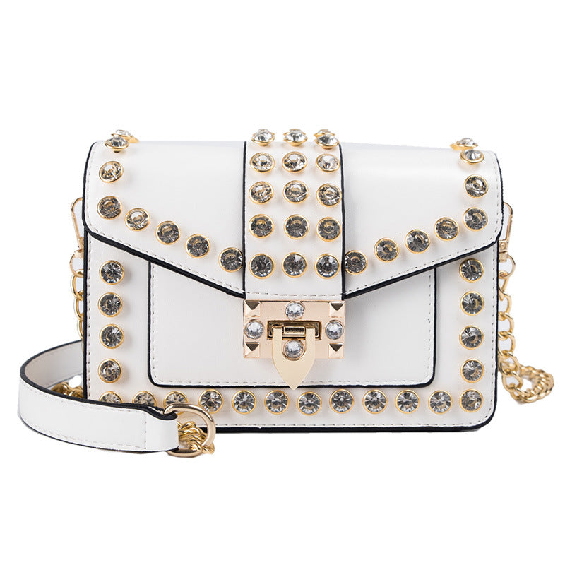 Rhinestone rivet chain bag shoulder bag