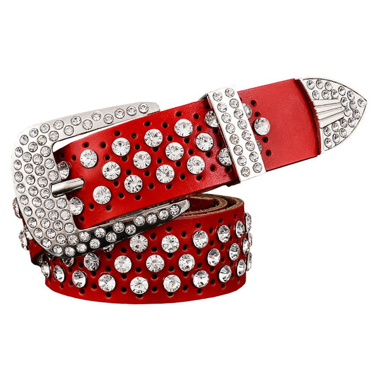 Gypsophila Rhinestone Leather Women's Belt